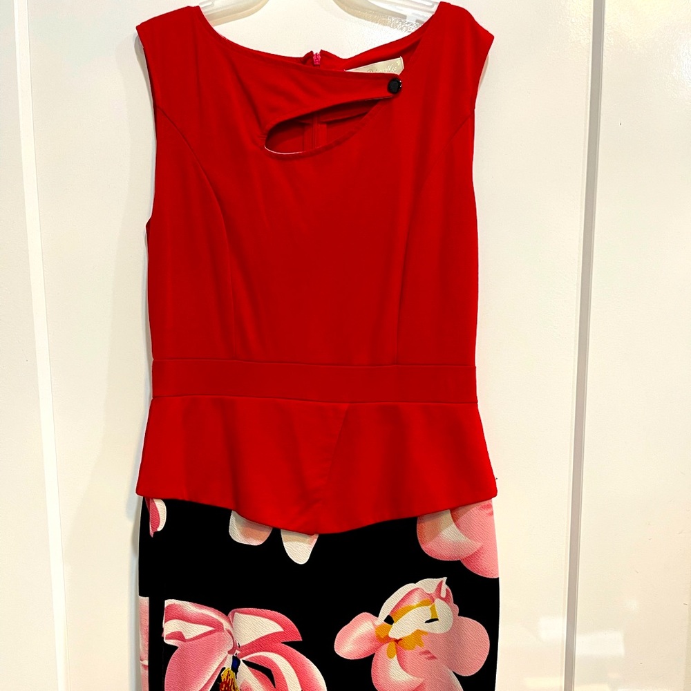 Red , flower body on dress